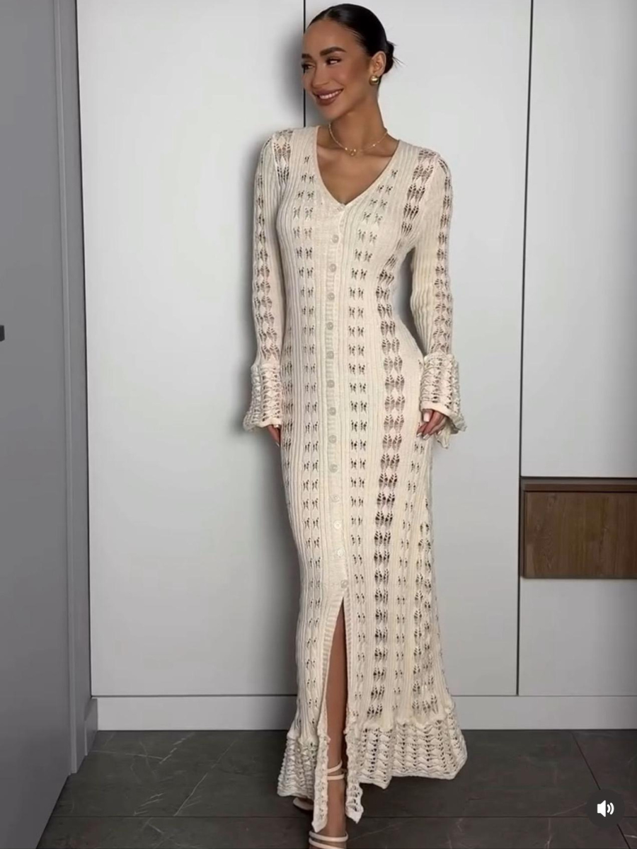 Vestido Longo Bata Cardigã em Tricô Modern Emily