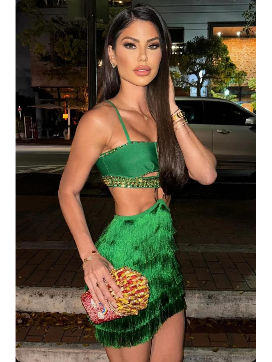 Vestido com Franjas Jade