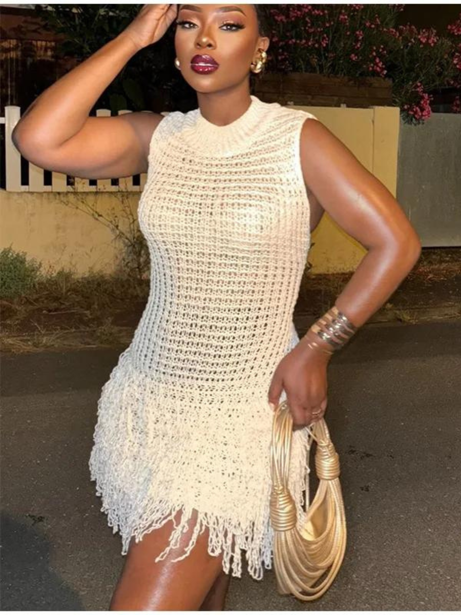 Vestido de Tricô e Franjas Mai