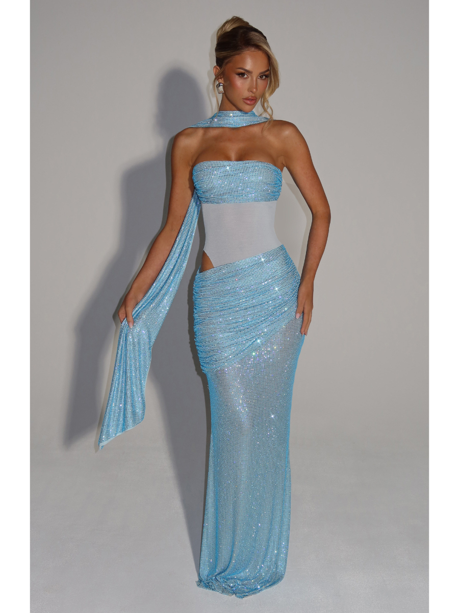 Vestido Longo Sem Alças Brilhante Modern Siren