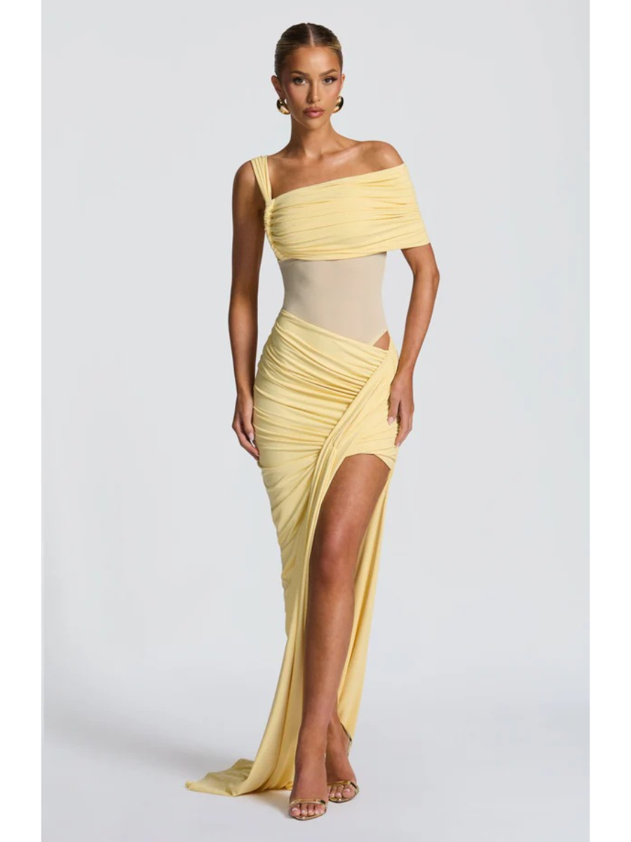 Vestido Longo Assimétrico com Fenda Modern Azurae