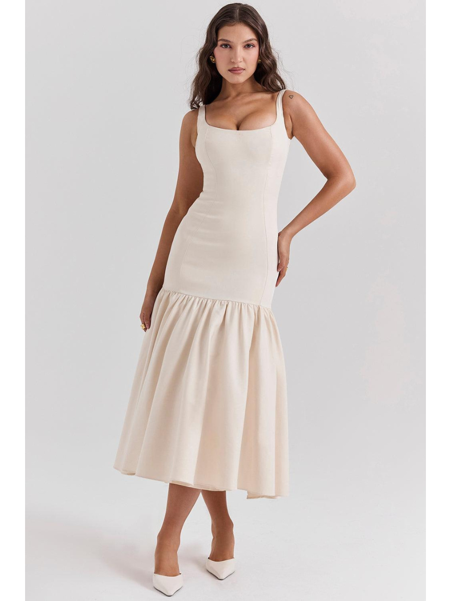 Vestido Midi Feminino com Babado Florença