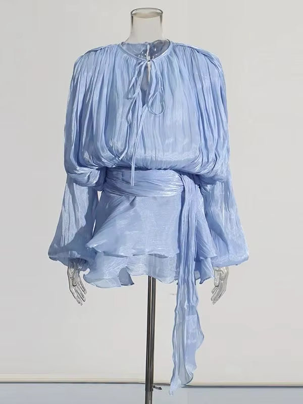 Vestido Curto com Saia de Babados Assimétrico Modern Bela