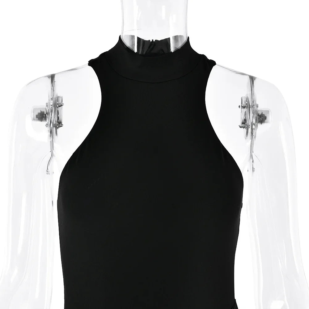 Vestido Longo Gola Alta sem Mangas Modern Hazel