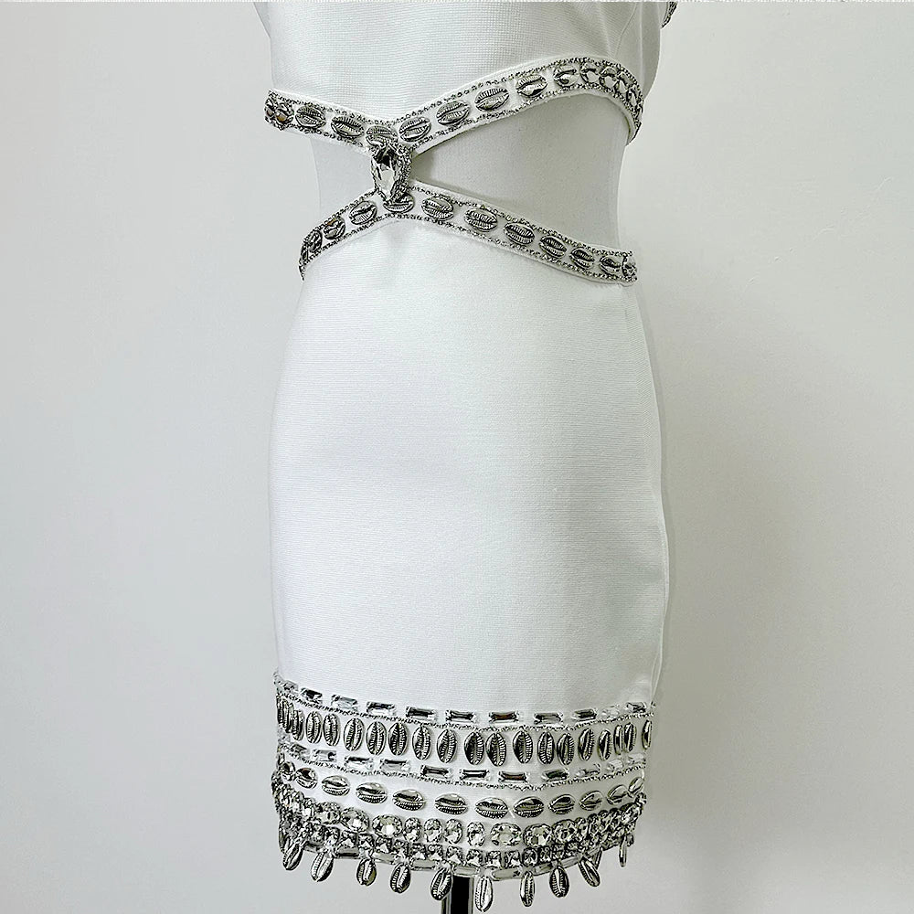 Vestido Curto com Pedrarias Cristal