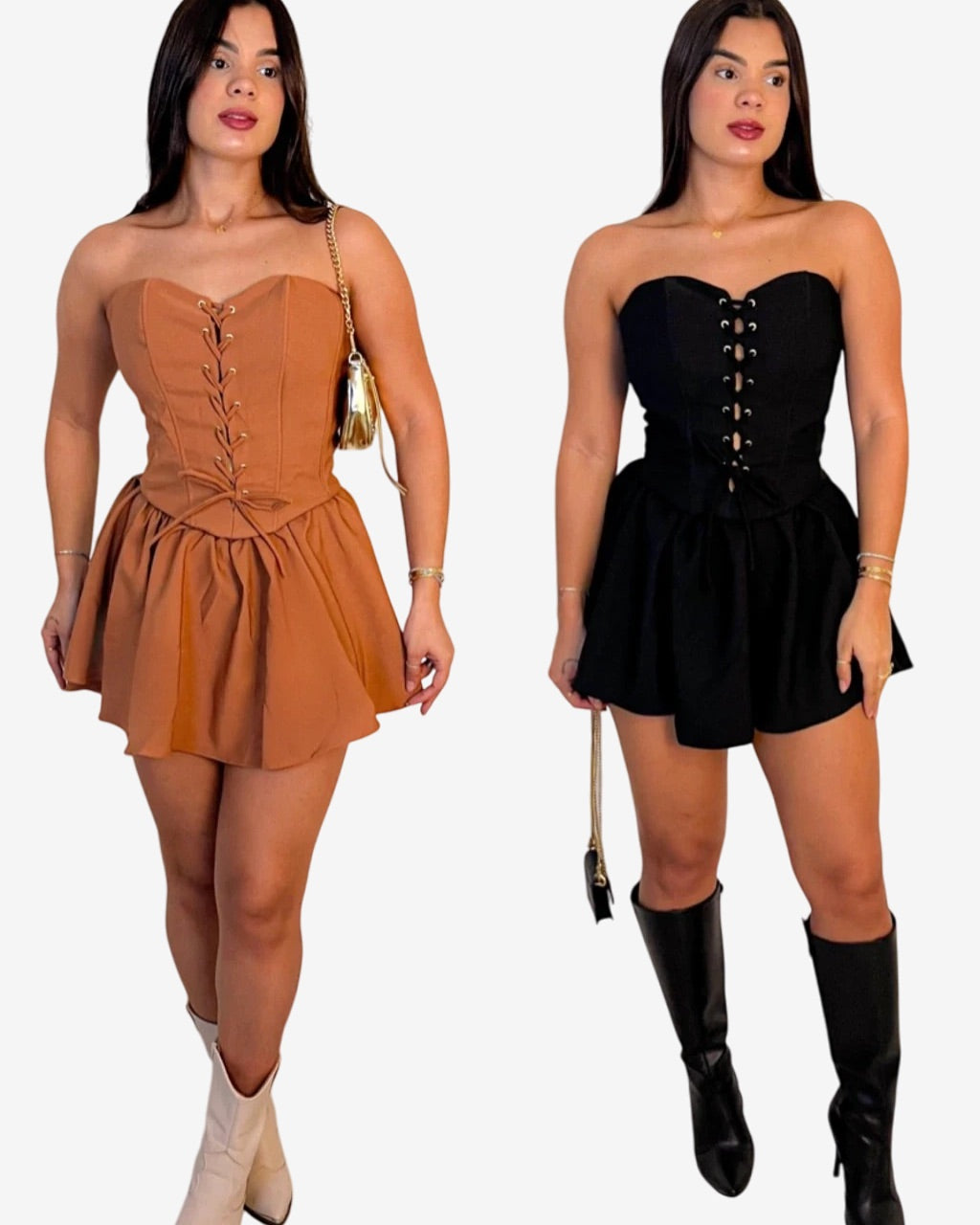 Vestido Curto Corset com Amarrações Modern Yasmin