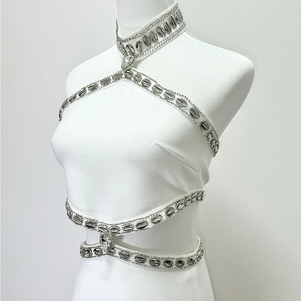 Vestido Curto com Pedrarias Cristal