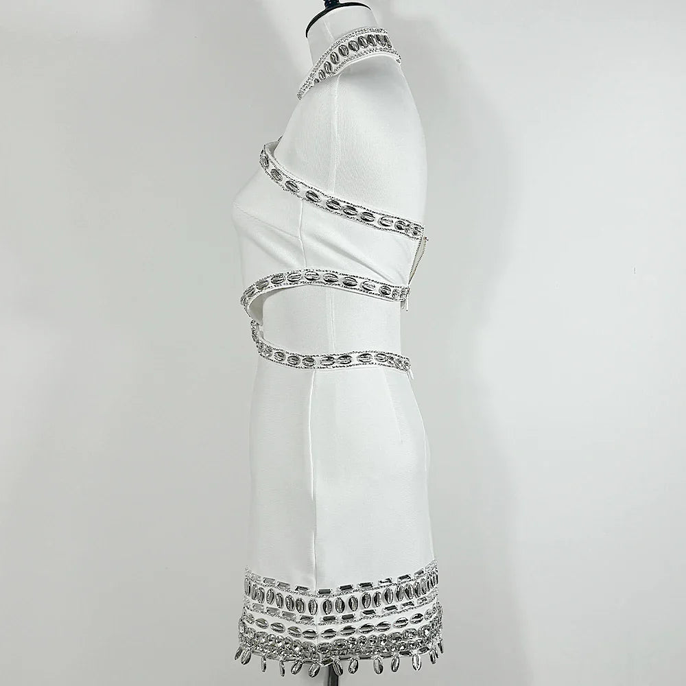 Vestido Curto com Pedrarias Cristal