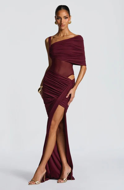 Vestido Longo Assimétrico com Fenda Modern Azurae