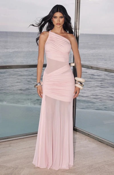 Vestido Longo Drapeado com Tule Modern Marianne