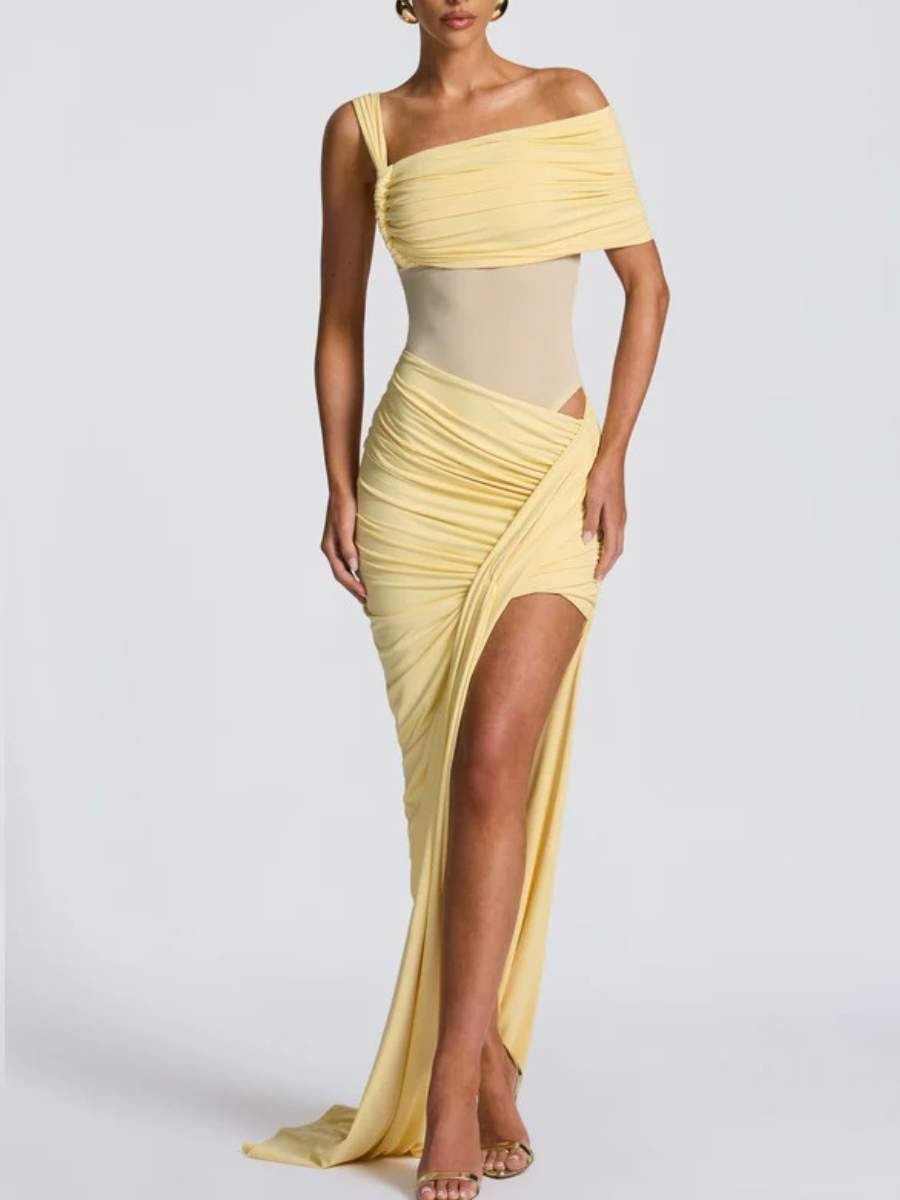 Vestido Longo Assimétrico com Fenda Modern Azurae