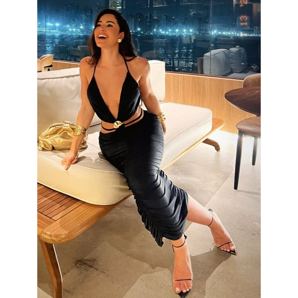 Vestido Longo Tubinho Drapeado Modern Melina