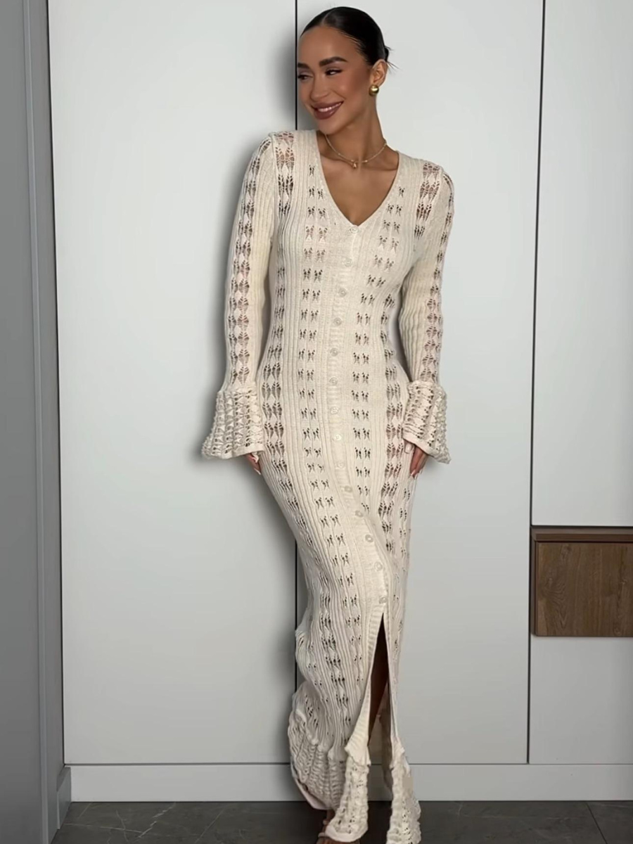 Vestido Longo Bata Cardigã em Tricô Modern Emily