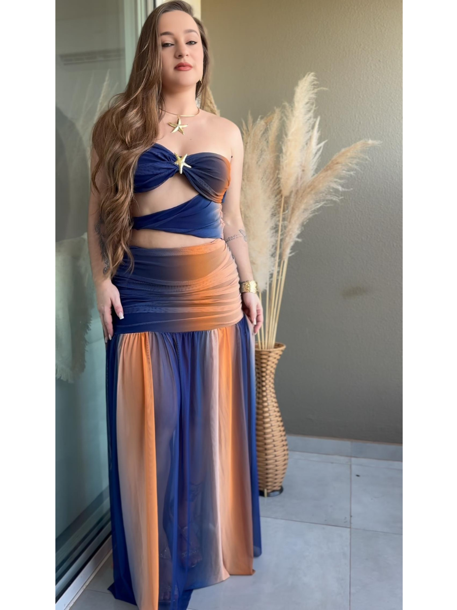 Vestido Blogueira Degradê Sem Alças Modern Sasha Cores Novas - LANÇAMENTO