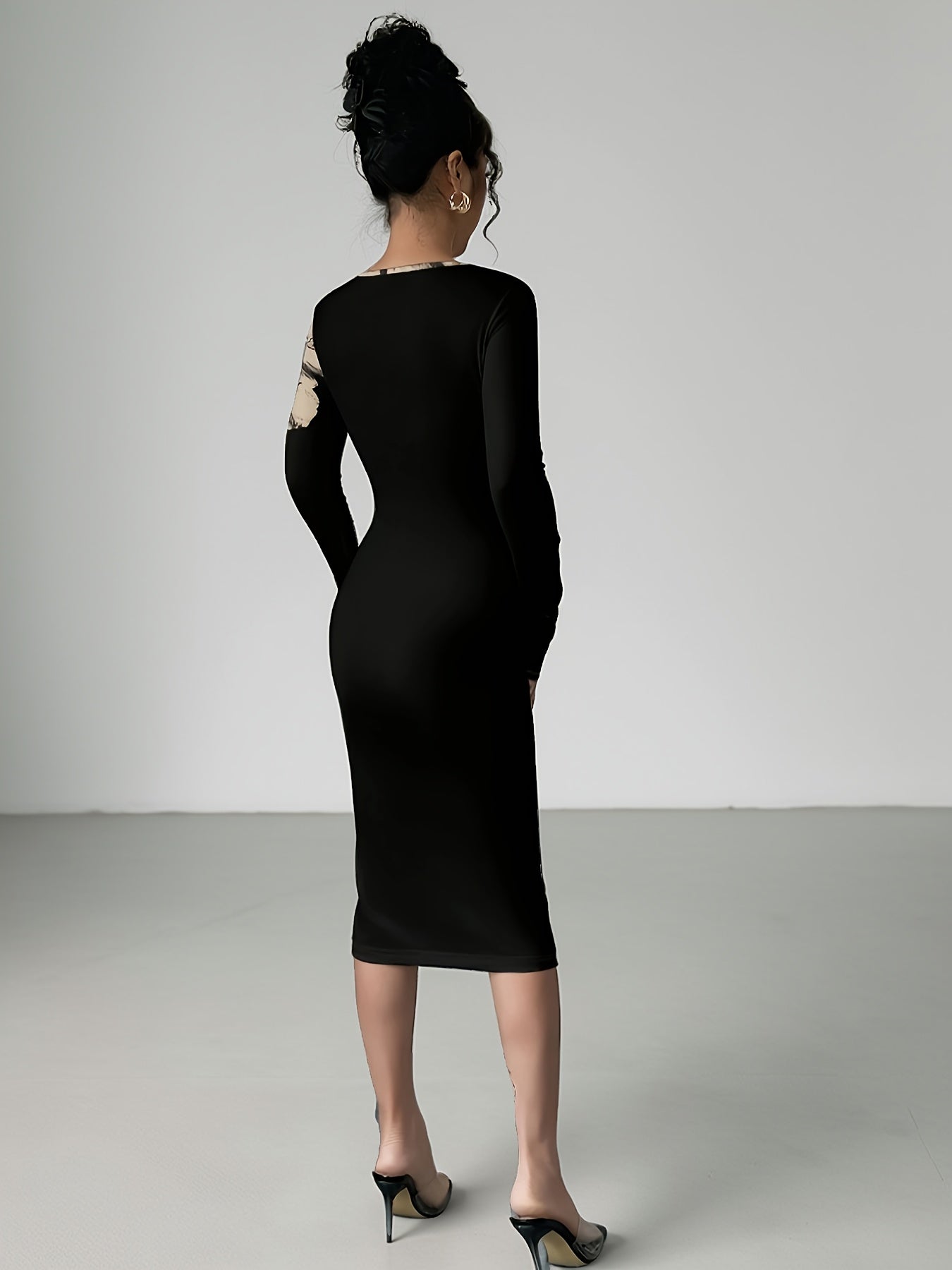 Vestido Manga Longa Midi Tubinho Modern Elegani