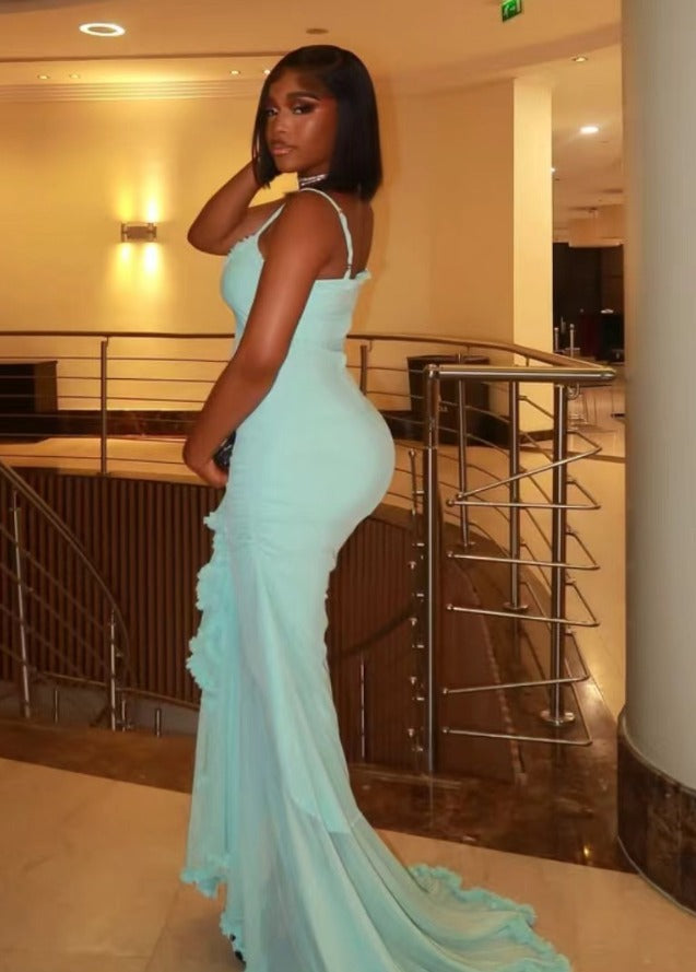 Vestido Longo com Babados Valência