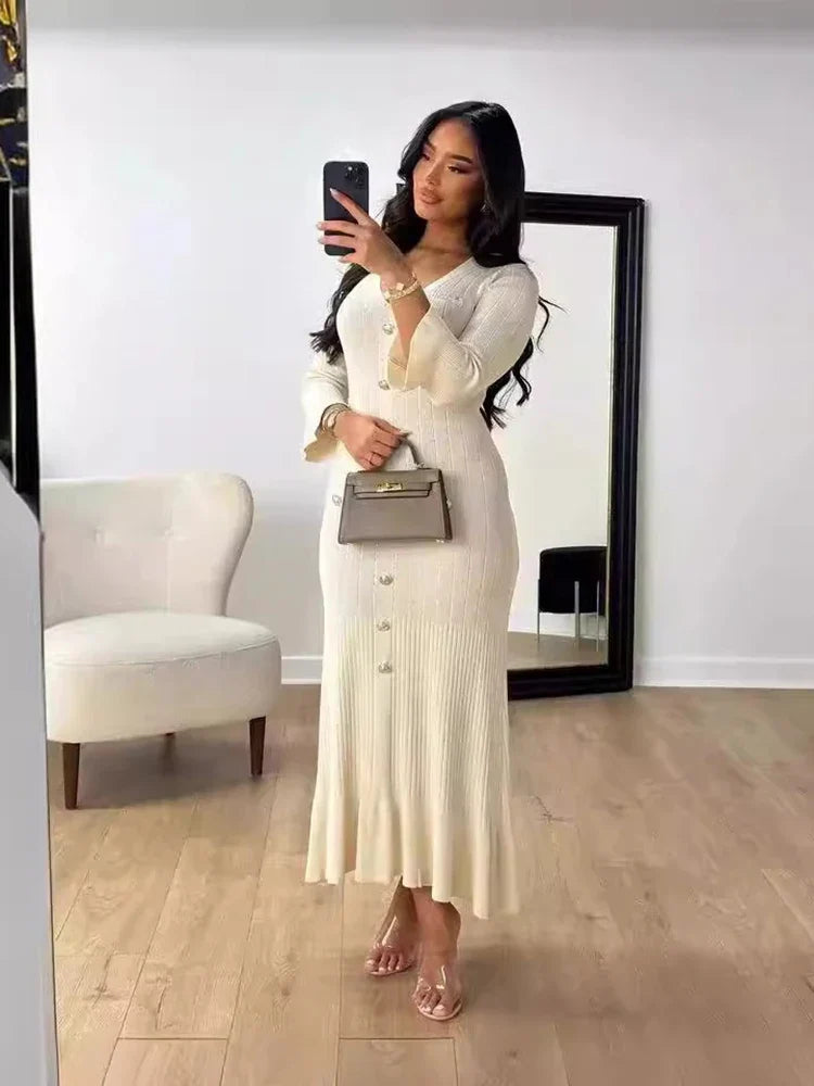 Vestido Manga Longa Flare Tricô Modal Modern Arilene