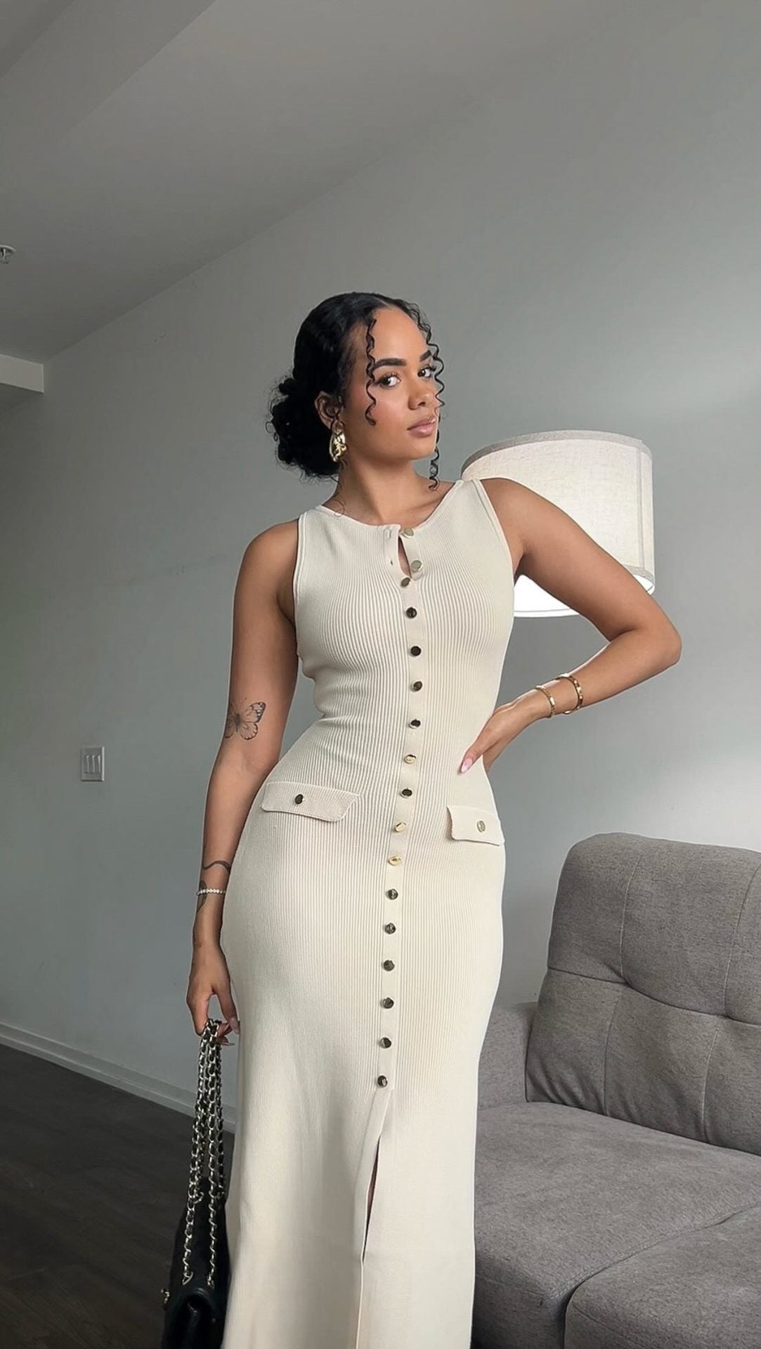 Vestido Midi Tricô Modal Alta Elasticidade Modern Jayne