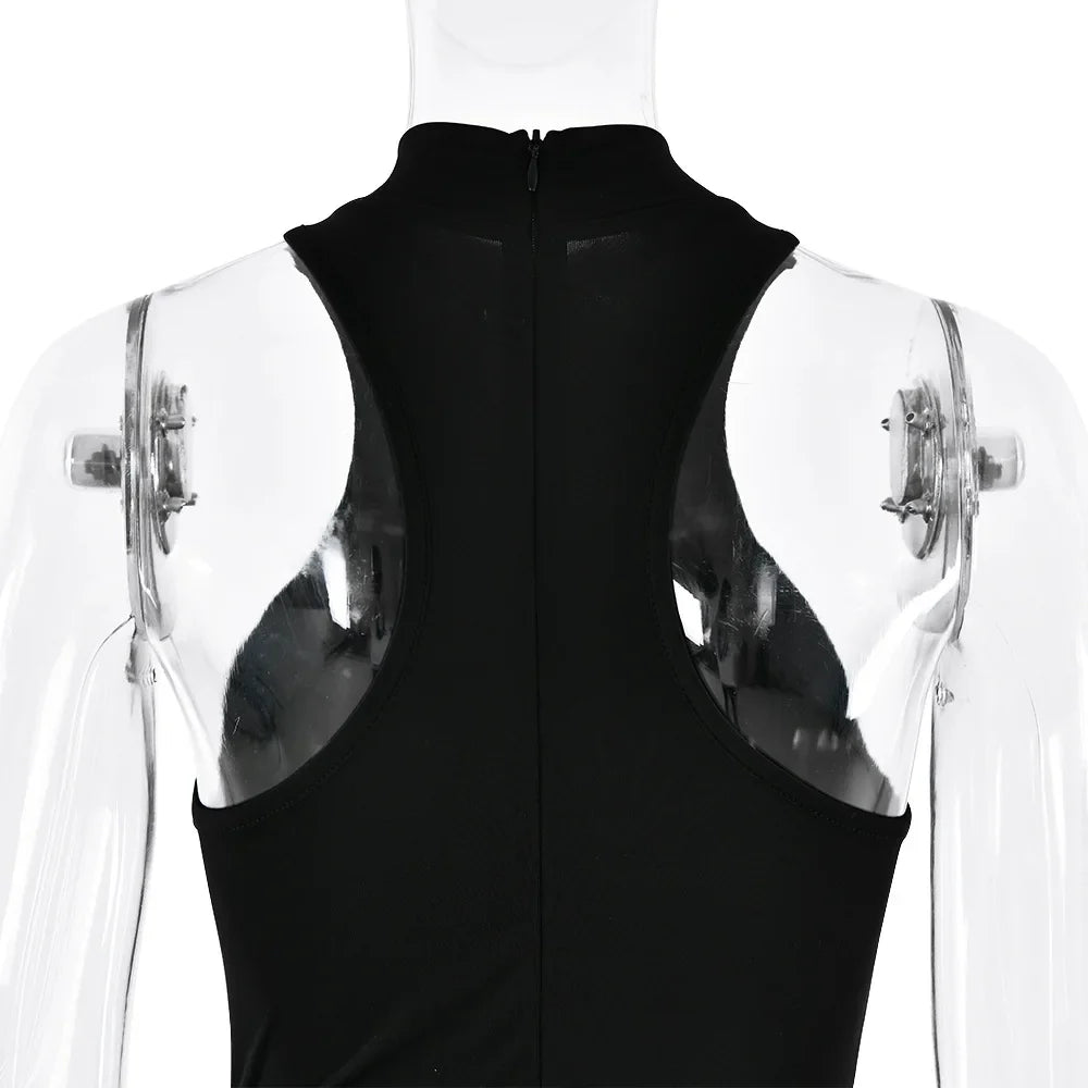 Vestido Longo Gola Alta sem Mangas Modern Hazel