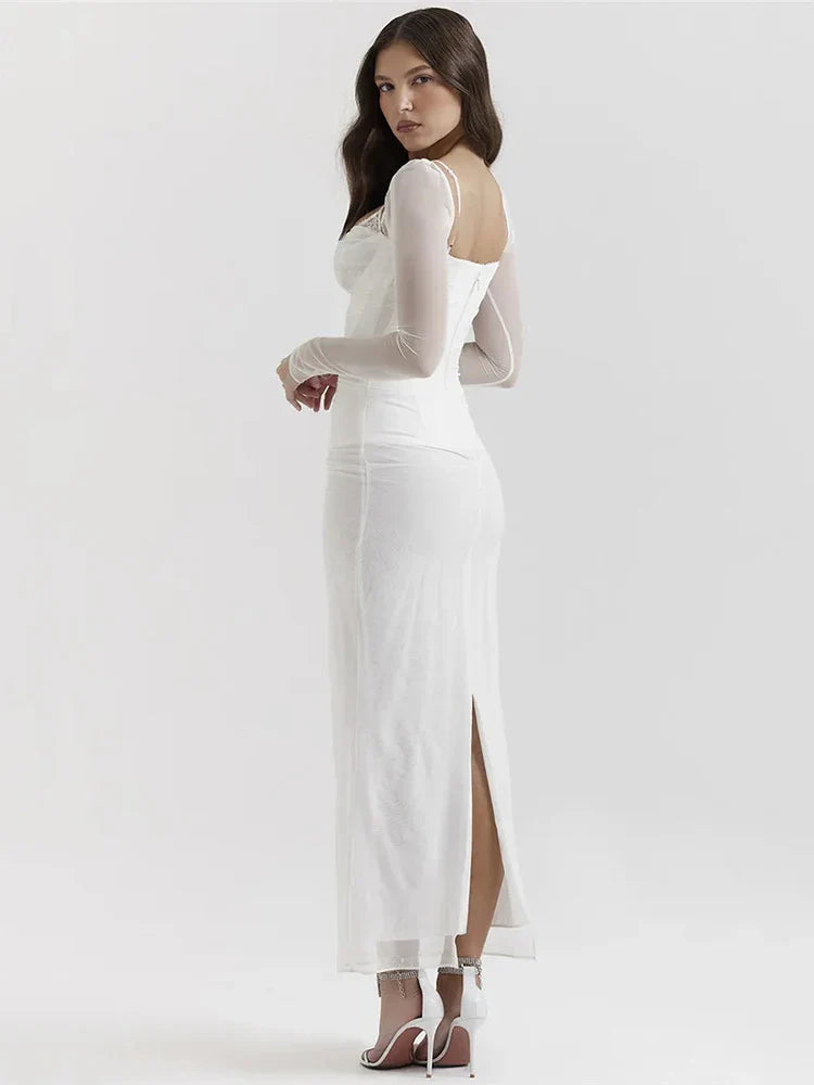 Vestido Longo Espartilho em Tule Duplo Margot