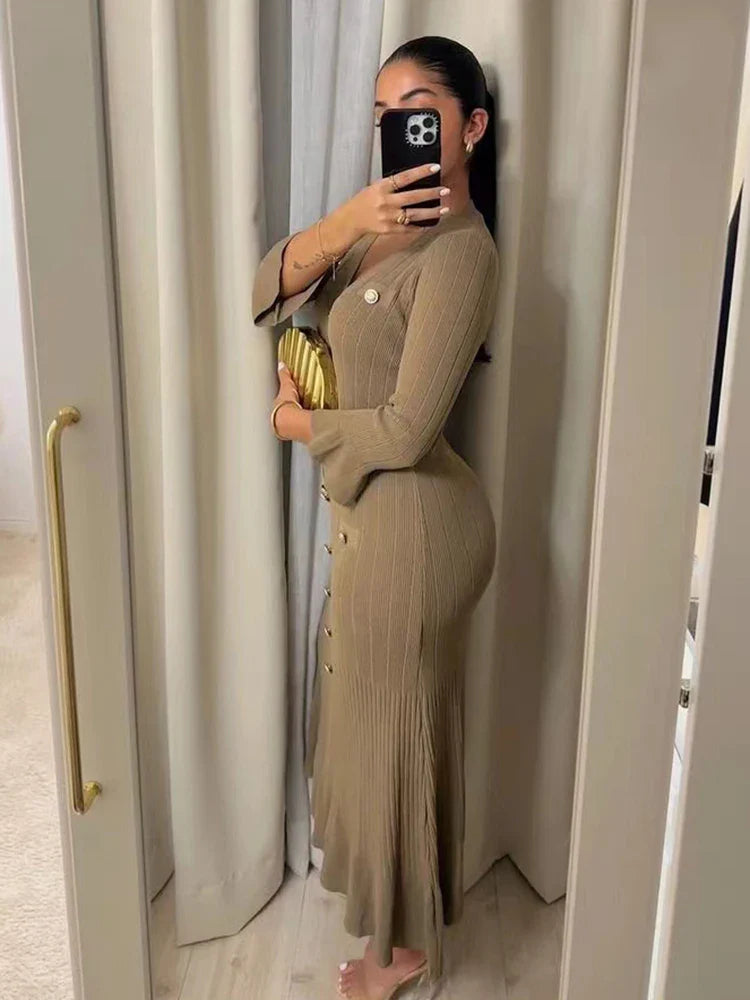 Vestido Manga Longa Flare Tricô Modal Modern Arilene