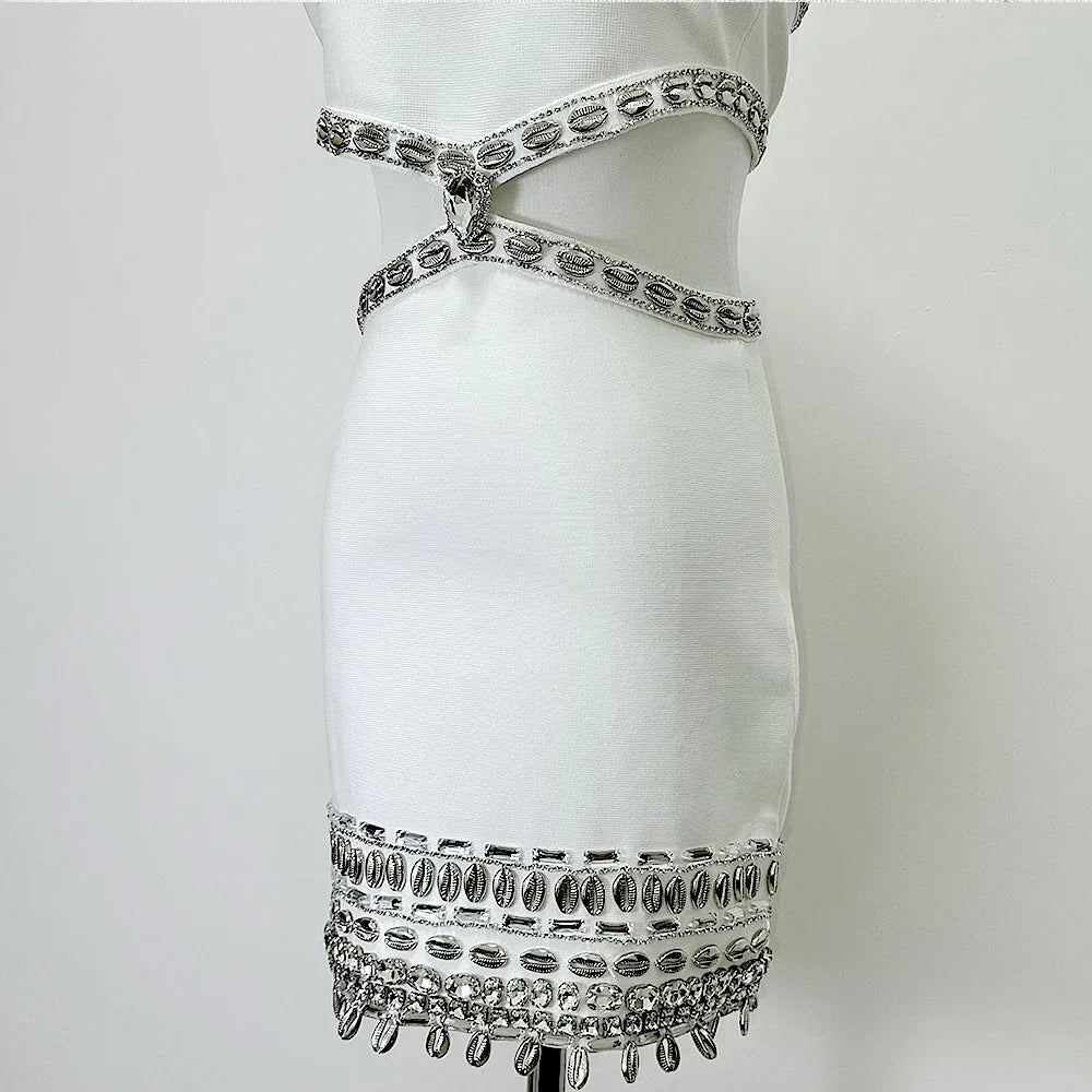 Vestido Curto com Pedrarias Cristal