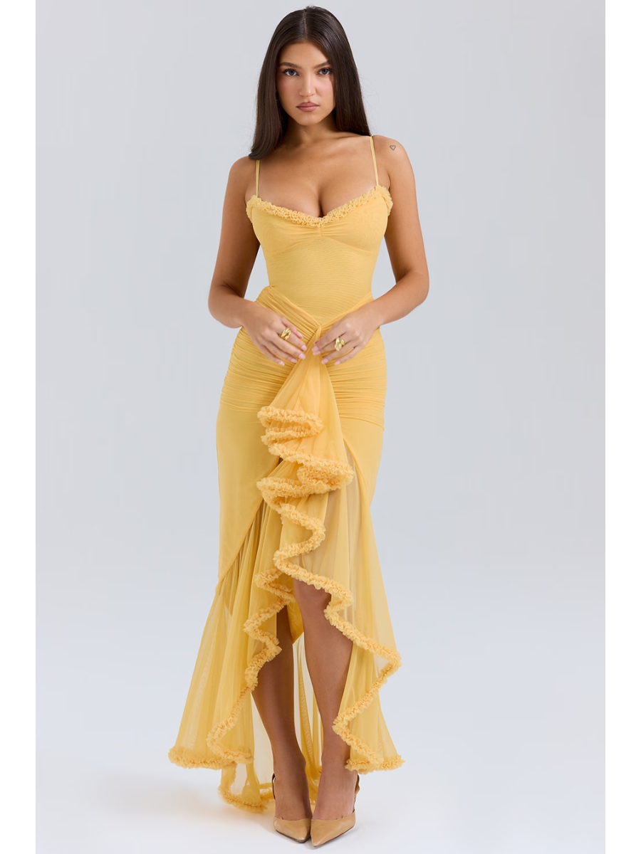 Vestido Longo com Babados Valência