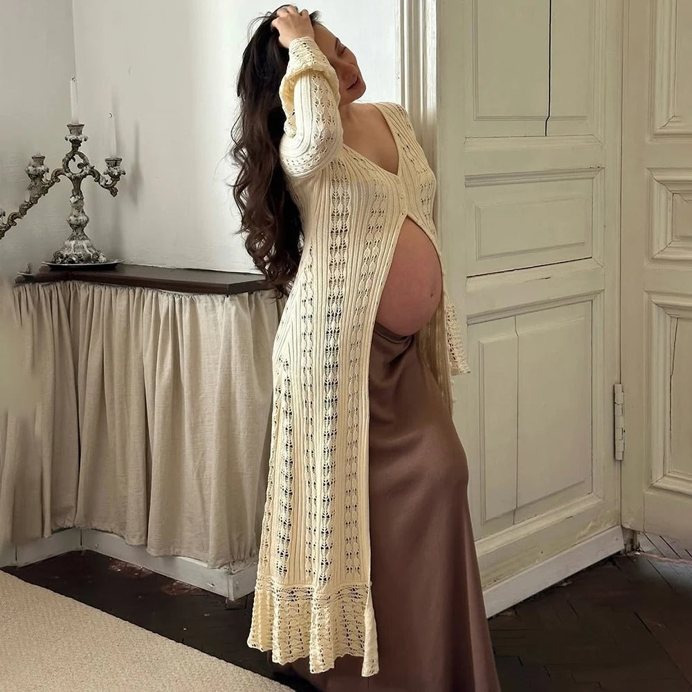 Vestido Longo Bata Cardigã em Tricô Modern Emily