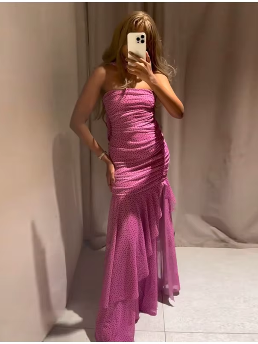 Vestido Longo sem Mangas com Babados Modern Millie