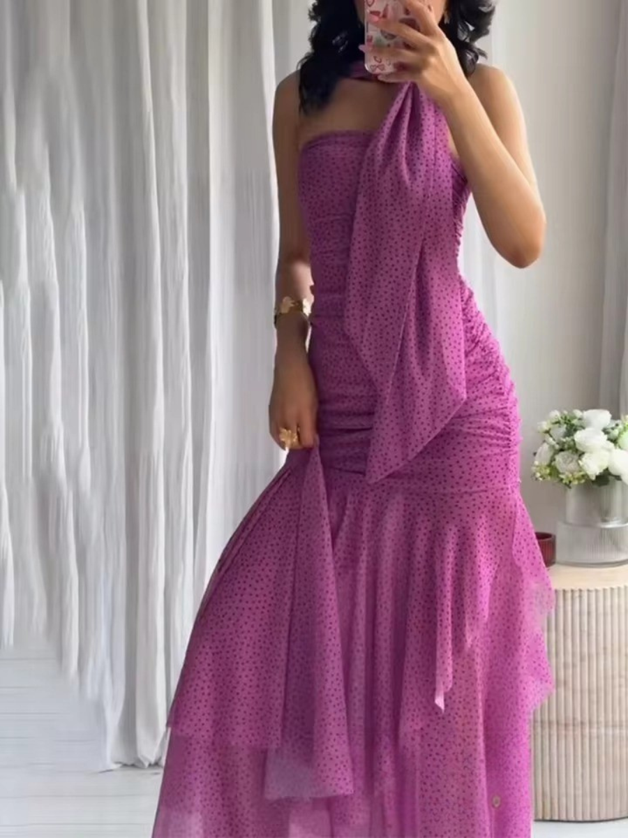 Vestido Longo sem Mangas com Babados Modern Millie