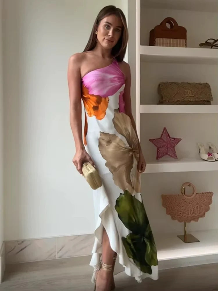 Vestido Longo Assimétrico Floral Modern Duna