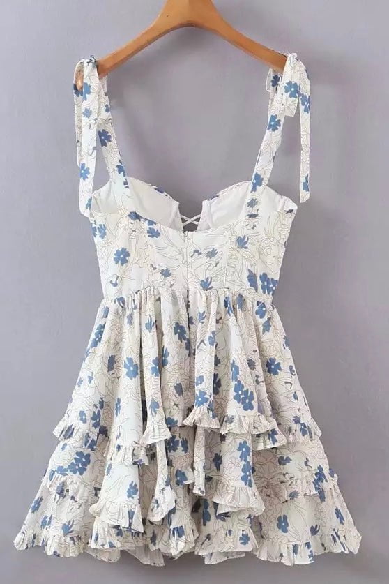 Vestido Curto Com Babados Modern Flora